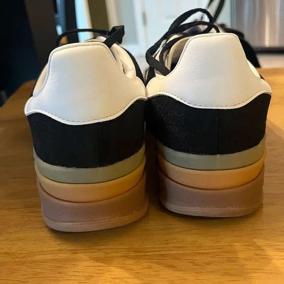 Women’s adidas Gazelle Black Suede Sneakers with White Stripes - Picture 4 of 7